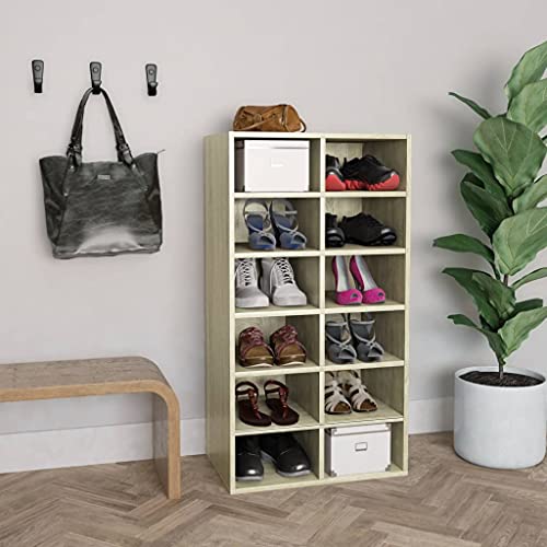 Qnhdfrt Schuhregal Schmal Hoch Sonoma-Eiche aus Holzwerkstoff 54x34x100,5 cm mit 12 Fächern Robust und Langlebig für Platzsparende Aufbewahrung im Flur Camping oder Wohnmobil Qnhdfrt Schuhregal Schmal Hoch Sonoma-Eiche aus Holzwerkstoff 54x34x100,5 cm mit 12 Fächern Robust und Langlebig für Platzsparende Aufbewahrung im Flur Camping oder Wohnmobil von Qnhdfrt
