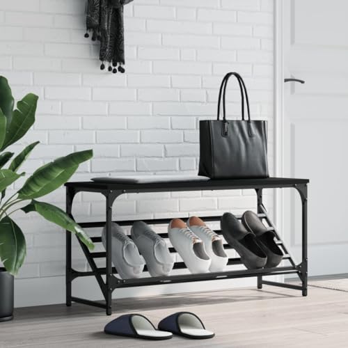 Qnhdfrt Schuhregal Schwarz 90x30x45 cm Schmal Hoch Platzsparend Mit Geneigter Ablage Aus Holzwerkstoff und Stahl Für Flur Eingangsbereich Qnhdfrt Schuhregal Schwarz 90x30x45 cm Schmal Hoch Platzsparend Mit Geneigter Ablage Aus Holzwerkstoff und Stahl Für Flur Eingangsbereich von Qnhdfrt