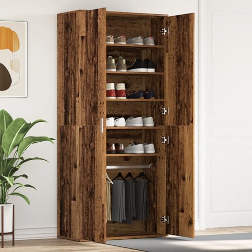 Qnhdfrt Schuhschrank Altholz Holzwerkstoff Braun Matt 80x39x180 cm 2 Stück Schmaler Hochschrank mit Türen und 4 Regalen für Flur Schlafzimmer Platzsparende Schuhaufbewahrung Qnhdfrt Schuhschrank Altholz Holzwerkstoff Braun Matt 80x39x180 cm 2 Stück Schmaler Hochschrank mit Türen und 4 Regalen für Flur Schlafzimmer Platzsparende Schuhaufbewahrung von Qnhdfrt