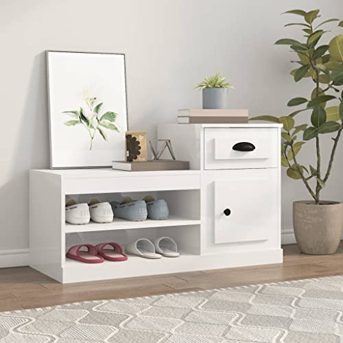 Qnhdfrt Schuhschrank Hochglanz-Weiß Schmal 100x42x60 cm Holzwerkstoff mit Elegantem Design und Reichlich Stauraum für Flur oder Wohnraum Qnhdfrt Schuhschrank Hochglanz-Weiß Schmal 100x42x60 cm Holzwerkstoff mit Elegantem Design und Reichlich Stauraum für Flur oder Wohnraum von Qnhdfrt