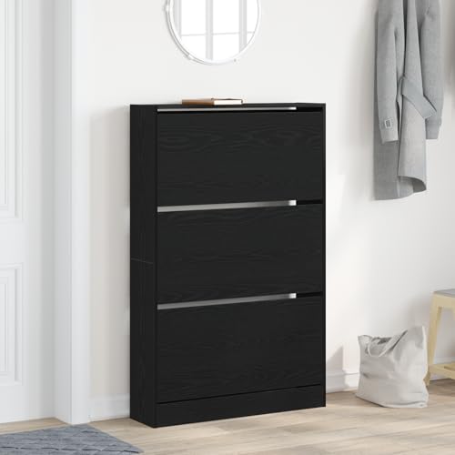 Qnhdfrt Schuhschrank Schwarz Eiche Melamin 80x21x125,5 cm Rechteckig Schuhregal mit 3 Regalen für Platzsparende Schuhaufbewahrung in Schlafzimmer und Flur Modernes Design Qnhdfrt Schuhschrank Schwarz Eiche Melamin 80x21x125,5 cm Rechteckig Schuhregal mit 3 Regalen für Platzsparende Schuhaufbewahrung in Schlafzimmer und Flur Modernes Design von Qnhdfrt