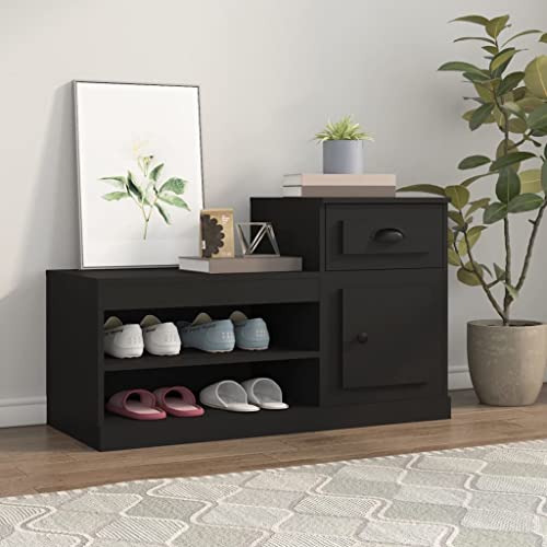 Qnhdfrt Schuhschrank Schwarz Holzwerkstoff 100x42x60 cm Platzsparend für Flur mit Stauraum Elegantes Design Qnhdfrt Schuhschrank Schwarz Holzwerkstoff 100x42x60 cm Platzsparend für Flur mit Stauraum Elegantes Design von Qnhdfrt