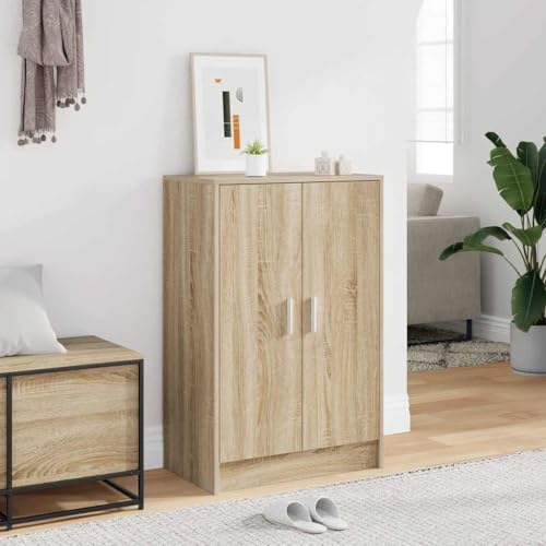Qnhdfrt Schuhschrank Sonoma-Eiche 60x35x92 cm aus Holzwerkstoff Modernes Design Robust und Langlebig Platzsparende Schuhkommode für Flur Schlafzimmer und Wohnmobil von Qnhdfrt
