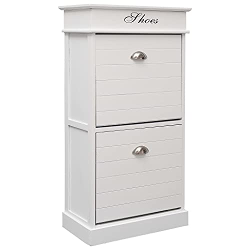 Qnhdfrt Schuhschrank Weiß aus Paulownia Holz 50 x 28 x 98 cm Schmaler Flurschrank mit Kippfächern und Stauraum Platzsparend für Flur und Schlafzimmer von Qnhdfrt