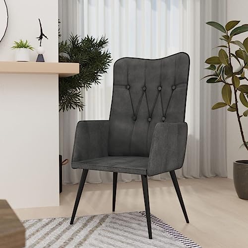 Qnhdfrt Schwarz Canvas Ohrensessel mit Knopfdesign Bequem für Wohnzimmer Schlafzimmer Indoor Größe 55x41x97cm Hochwertig Gepolstert von Qnhdfrt