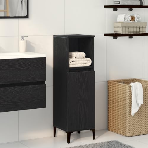 Qnhdfrt Schwarz Eiche Badschrank Schmal Klein 30x30x100 cm Moderner Badezimmerschrank mit Stauraum für Toilettenartikel Robuste Holzwerkstoff Konstruktion für Innenbereich Qnhdfrt Schwarz Eiche Badschrank Schmal Klein 30x30x100 cm Moderner Badezimmerschrank mit Stauraum für Toilettenartikel Robuste Holzwerkstoff Konstruktion für Innenbereich von Qnhdfrt