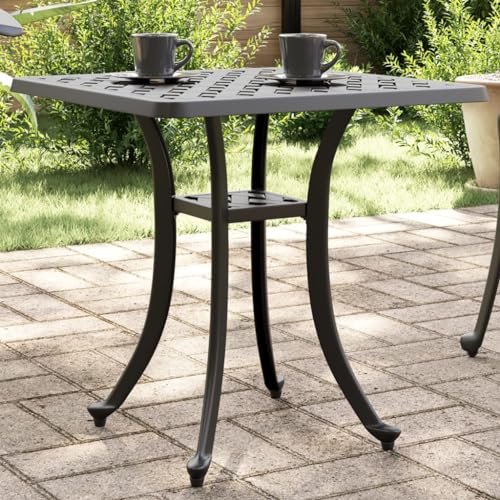 Qnhdfrt Schwarz Gartentisch Aluminiumguss 53x53x53 cm Beistelltisch Outdoor Balkon Modernes Design Robust Langlebig für Indoor und Outdoor von Qnhdfrt