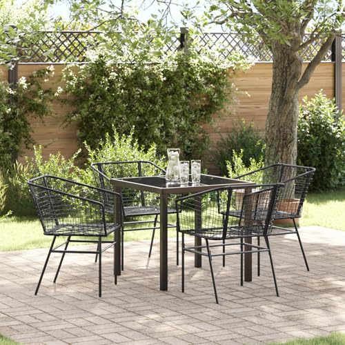 Qnhdfrt Schwarz Poly Rattan Garten Esszimmer Set 3-teilig mit 2 Stühlen und 1 Tisch Modernes Design Robust Langlebig für Terrasse Balkon Garten von Qnhdfrt