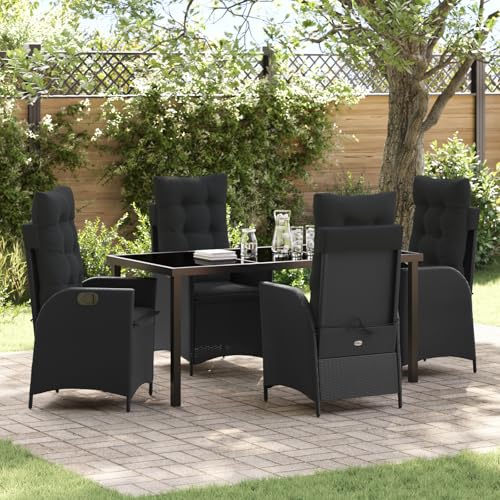 Qnhdfrt Schwarz Poly Rattan Gartenstühle Verstellbar mit Kissen 2er Set Modernes Design Robust für Terrasse Balkon Garten Outdoor von Qnhdfrt
