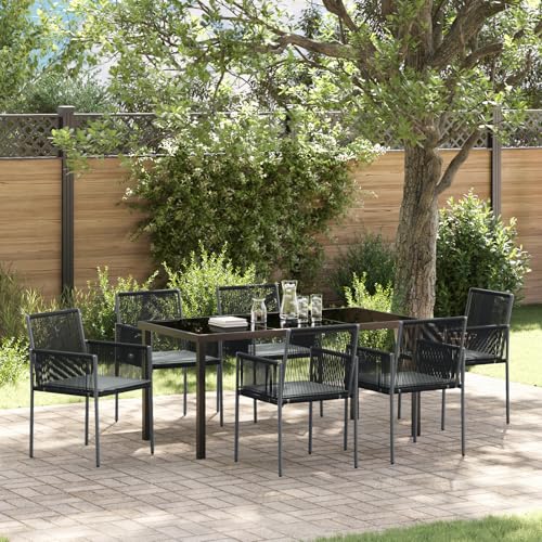Qnhdfrt Schwarz Poly-Rattan Gartenstuhl Set mit Kissen 2 Stück Outdoor Sessel für Garten Terrasse Balkon Wetterfeste Lounge Möbel Stahlrahmen von Qnhdfrt