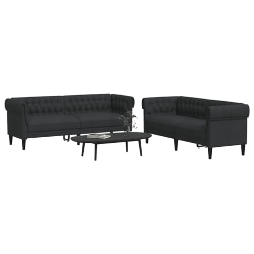 Qnhdfrt Schwarz Stoff Sofagarnitur 2-TLG. Set mit 2-Sitzer und 3-Sitzer Sofa Couch Modernes Design Bequem Langlebig für Wohnzimmer Lounge Qnhdfrt Schwarz Stoff Sofagarnitur 2-TLG. Set mit 2-Sitzer und 3-Sitzer Sofa Couch Modernes Design Bequem Langlebig für Wohnzimmer Lounge von Qnhdfrt