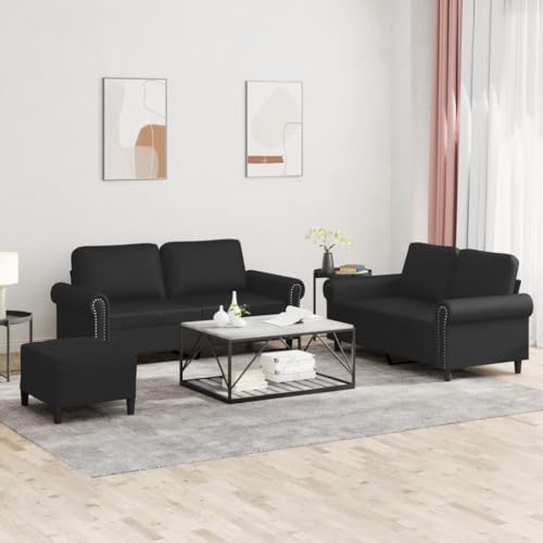 Qnhdfrt Schwarze Kunstleder Sofagarnitur 2-Sitzer mit Fußhocker und Kissen Robust Langlebig Modernes Design für Wohnzimmer Balkon oder Jugendzimmer Qnhdfrt Schwarze Kunstleder Sofagarnitur 2-Sitzer mit Fußhocker und Kissen Robust Langlebig Modernes Design für Wohnzimmer Balkon oder Jugendzimmer von Qnhdfrt