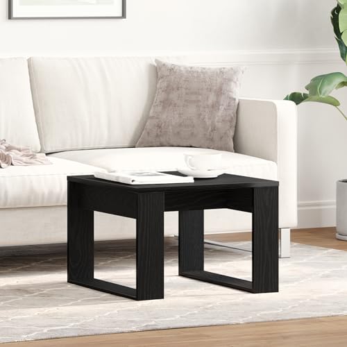 Qnhdfrt Schwarzer Eichen Beistelltisch aus Massivholz Quadratisch 50x50x35 cm Modern Couchtisch für Wohnzimmer Dekoration von Qnhdfrt