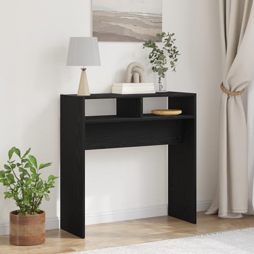 Qnhdfrt Schwarzer Eichen Konsolentisch Aus Holzwerkstoff Mit Regalen - Kompakt 78x30x80 cm - Modernes Design Platzsparend für Foyer und Wohnzimmer Qnhdfrt Schwarzer Eichen Konsolentisch Aus Holzwerkstoff Mit Regalen - Kompakt 78x30x80 cm - Modernes Design Platzsparend für Foyer und Wohnzimmer von Qnhdfrt