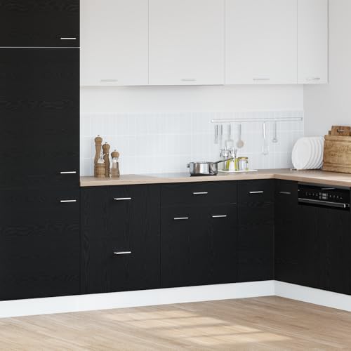 Qnhdfrt Schwarzer Eichen Küchenunterschrank aus Holzwerkstoff 60x46x81,5 cm mit 2 Türen Modernes Design großzügiger Stauraum verstellbare Füße für Küchen von Qnhdfrt