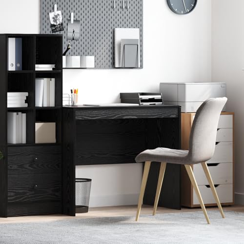 Qnhdfrt Schwarzer Eichen Schreibtisch aus Spanplatte mit Schublade 90x50x76cm Kompakter Computertisch für Homeoffice und Studentenzimmer von Qnhdfrt