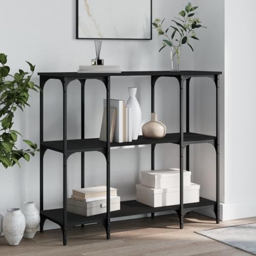 Qnhdfrt Schwarzer Konsolentisch Beistelltisch aus Holzwerkstoff und Metall 102x35x90 cm mit Stauraum verstellbaren Beinen für Flur Wohnzimmer Eingangsbereich Qnhdfrt Schwarzer Konsolentisch Beistelltisch aus Holzwerkstoff und Metall 102x35x90 cm mit Stauraum verstellbaren Beinen für Flur Wohnzimmer Eingangsbereich von Qnhdfrt