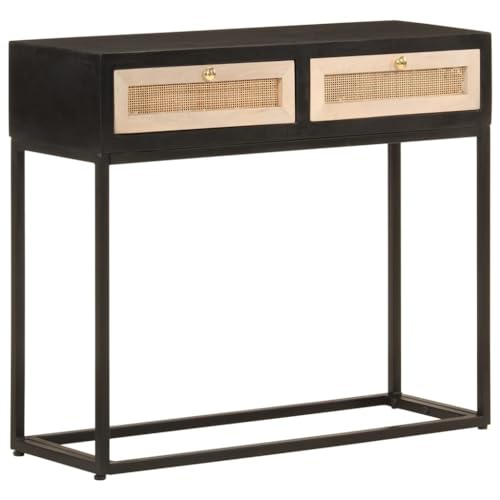 Qnhdfrt Schwarzer Massivholz Konsolentisch aus Mangoholz und Eisen 90x30x76 cm mit Stauraum Robust und Stabil für Flur Wohnzimmer Dekoration Qnhdfrt Schwarzer Massivholz Konsolentisch aus Mangoholz und Eisen 90x30x76 cm mit Stauraum Robust und Stabil für Flur Wohnzimmer Dekoration von Qnhdfrt