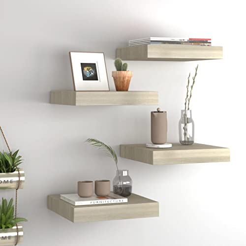Qnhdfrt Schwebende Wandregale Eichefarben 4 Stück 23x23,5x3,8cm MDF Metall Unsichtbares Montagesystem für Wohnzimmer Bad Küche Deko Qnhdfrt Schwebende Wandregale Eichefarben 4 Stück 23x23,5x3,8cm MDF Metall Unsichtbares Montagesystem für Wohnzimmer Bad Küche Deko von Qnhdfrt