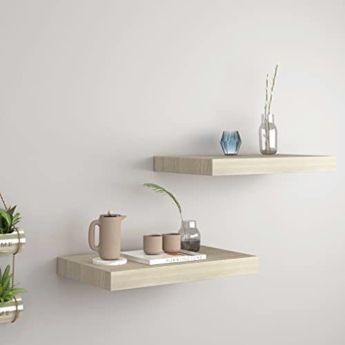 Qnhdfrt Schwebendes Wandregal 2er Set Eichefarben 40x23x3,8cm aus MDF Metall Unsichtbares Montagesystem für Wanddekoration Bücher Pflanzen Qnhdfrt Schwebendes Wandregal 2er Set Eichefarben 40x23x3,8cm aus MDF Metall Unsichtbares Montagesystem für Wanddekoration Bücher Pflanzen von Qnhdfrt