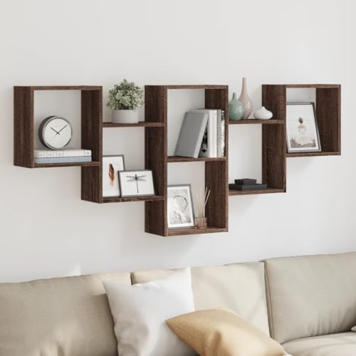 Qnhdfrt Schwebendes Wandregal Braun Eichen-Optik 159x18x66 cm aus Holzwerkstoff für Stauraum in Wohnzimmer Bad Küche mit Dekorativer Optik von Qnhdfrt