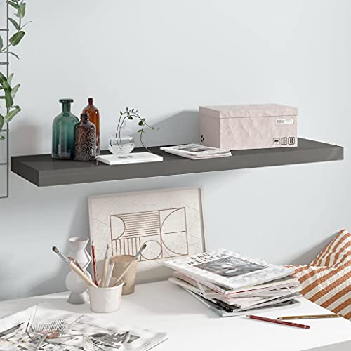 Qnhdfrt Schwebendes Wandregal Hochglanz-Grau 90x23,5x3,8 cm aus MDF Metall - Modernes Design mit unsichtbarer Montage für Bücher Deko Pflanzen im Wohnzimmer Bad oder Küche Qnhdfrt Schwebendes Wandregal Hochglanz-Grau 90x23,5x3,8 cm aus MDF Metall - Modernes Design mit unsichtbarer Montage für Bücher Deko Pflanzen im Wohnzimmer Bad oder Küche von Qnhdfrt