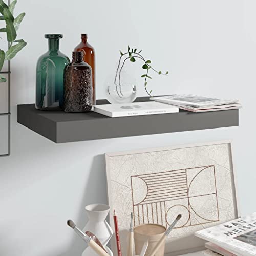 Qnhdfrt Schweberegal Hochglanz Grau 40x23x3,8 cm Wandregal mit unsichtbarem Montagesystem - Schwebendes Wandboard für Deko Bücher Pflanzen im Wohnzimmer Badezimmer Qnhdfrt Schweberegal Hochglanz Grau 40x23x3,8 cm Wandregal mit unsichtbarem Montagesystem - Schwebendes Wandboard für Deko Bücher Pflanzen im Wohnzimmer Badezimmer von Qnhdfrt