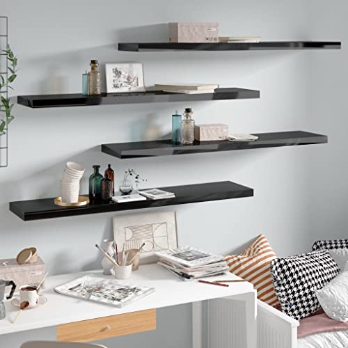 Qnhdfrt Schweberegale Set 4 STK. Hochglanz-Schwarz 120x23,5x3,8 cm MDF Schwebendes Wandregal mit Unsichtbarer Montage für Deko Bücher Pflanzen Qnhdfrt Schweberegale Set 4 STK. Hochglanz-Schwarz 120x23,5x3,8 cm MDF Schwebendes Wandregal mit Unsichtbarer Montage für Deko Bücher Pflanzen von Qnhdfrt