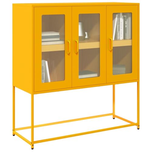 Qnhdfrt Senfgelb Sideboard aus Kaltgewalztem Stahl 100.5x39x107cm Breiter Aufbewahrungsschrank für Küche Wohnzimmer Flur mit Stabilen Metallfüßen und Ergonomischen Griffen Qnhdfrt Senfgelb Sideboard aus Kaltgewalztem Stahl 100.5x39x107cm Breiter Aufbewahrungsschrank für Küche Wohnzimmer Flur mit Stabilen Metallfüßen und Ergonomischen Griffen von Qnhdfrt