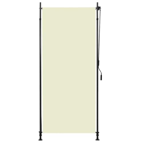 Qnhdfrt Senkrechtmarkise Außenrollo mit Handkurbel 100 x 270 cm Creme Höhenverstellbarer Sonnenschutz und Sichtschutz für Balkon Terrasse Veranda Pergola von Qnhdfrt
