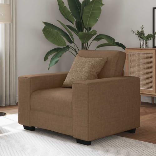 Qnhdfrt Sessel Braun 60 cm Stoff Relaxsessel mit Breiten Armlehnen und weichem Polyester für Wohnzimmer Lounge Balkon Büro Qnhdfrt Sessel Braun 60 cm Stoff Relaxsessel mit Breiten Armlehnen und weichem Polyester für Wohnzimmer Lounge Balkon Büro von Qnhdfrt