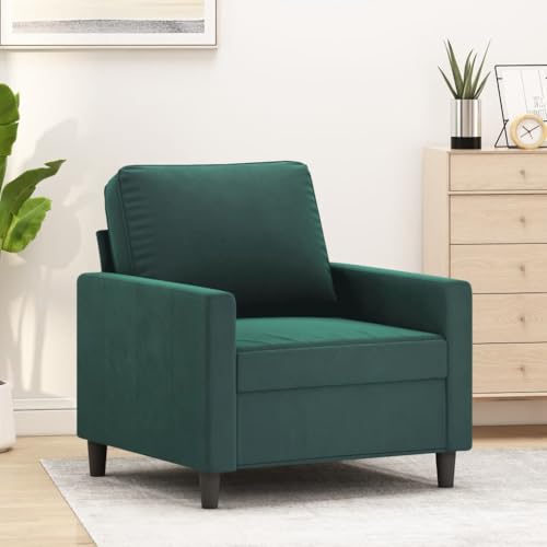 Qnhdfrt Sessel Dunkelgrün 60 cm Samt Relaxsessel für Wohnzimmer Balkon mit Metallgestell Bequem und Modern von Qnhdfrt