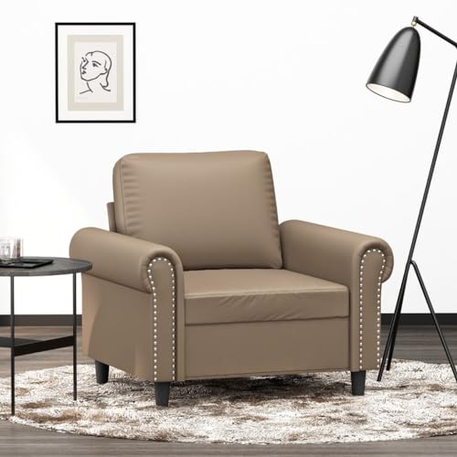 Qnhdfrt Sessel Kunstleder Cappuccino-Braun 60 cm Breit Moderner Relaxsessel mit Stabiler Metallkonstruktion für Wohnzimmer Balkon oder Esszimmer von Qnhdfrt