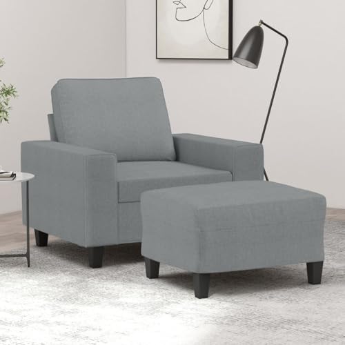 Qnhdfrt Sessel mit Hocker Hellgrau 60 cm Stoff Modernes Design Robust für Wohnzimmer Balkon Qnhdfrt Sessel mit Hocker Hellgrau 60 cm Stoff Modernes Design Robust für Wohnzimmer Balkon von Qnhdfrt
