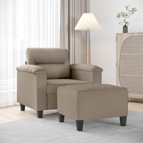 Qnhdfrt Sessel mit Hocker Taupe Mikrofasergewebe 90 x 77 x 80 cm Modernes Design Bequem & Robust für Living Room Bedroom and Büro von Qnhdfrt