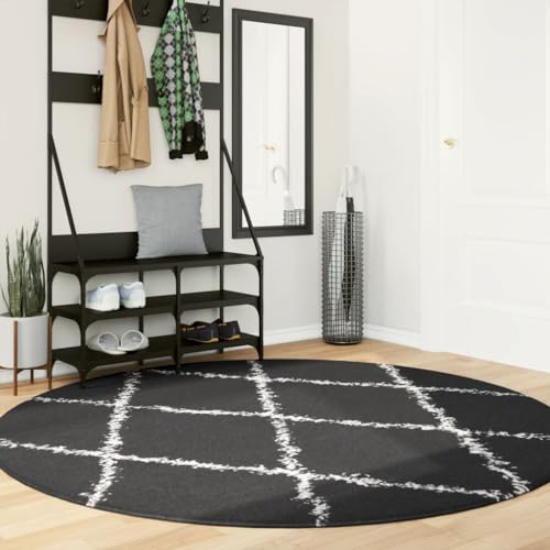 Qnhdfrt Shaggy-Teppich Pamplona Hochflor Modern Schwarz Creme Ø 200 cm weich und flauschig aus 100% Polypropylen für Wohnzimmer, Schlafzimmer und Flur Qnhdfrt Shaggy-Teppich Pamplona Hochflor Modern Schwarz Creme Ø 200 cm weich und flauschig aus 100% Polypropylen für Wohnzimmer, Schlafzimmer und Flur von Qnhdfrt