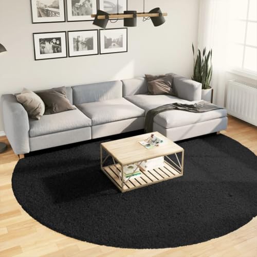 Qnhdfrt Shaggy-Teppich Pamplona Hochflor Modern Schwarz Ø 280 cm weich flauschig 100% Polypropylen für Wohnzimmer Schlafzimmer und Flur Qnhdfrt Shaggy-Teppich Pamplona Hochflor Modern Schwarz Ø 280 cm weich flauschig 100% Polypropylen für Wohnzimmer Schlafzimmer und Flur von Qnhdfrt