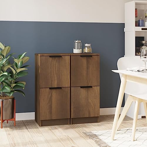 Qnhdfrt Sideboard 2 Stück Braun Eichen-Optik Holzwerkstoff 30x30x70 cm Stabiles Sideboard Wohnzimmer mit Stauraum von Qnhdfrt