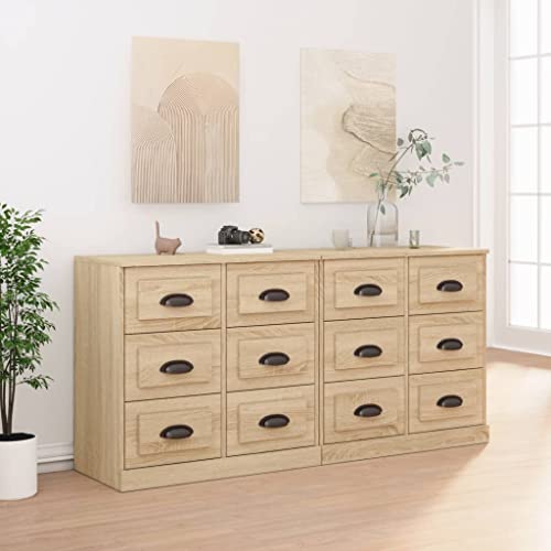 Qnhdfrt Sideboard 2er Set Sonoma Eiche 70x35,5x67,5 cm Holzwerkstoff mit Modernem Design und Großzügigem Stauraum as Küchenschrank oder Wohnzimmermöbel für Living Room Corridor Bedroom von Qnhdfrt