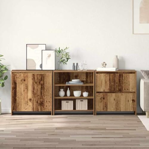 Qnhdfrt Sideboard 3-teilig Altholz 70 x 41 x 75 cm Holzwerkstoff Rustikales Design mit Regalen & Türen für Wohnzimmer, Küche & Flur Qnhdfrt Sideboard 3-teilig Altholz 70 x 41 x 75 cm Holzwerkstoff Rustikales Design mit Regalen & Türen für Wohnzimmer, Küche & Flur von Qnhdfrt