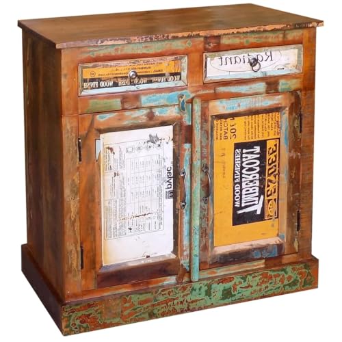 Qnhdfrt Sideboard Altholz Massiv Vintage mit 2 Schubladen 2 Türen 90x45x90cm Speichermöbel für Wohnzimmer Küche Flur Qnhdfrt Sideboard Altholz Massiv Vintage mit 2 Schubladen 2 Türen 90x45x90cm Speichermöbel für Wohnzimmer Küche Flur von Qnhdfrt