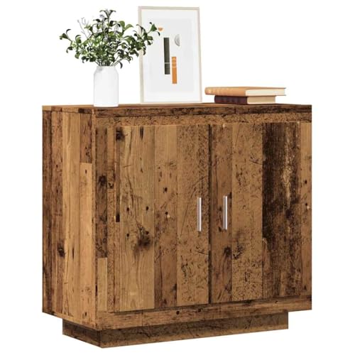 Qnhdfrt Sideboard Altholz-Optik 80 cm Breit Holzwerkstoff Schrank mit 2 Türen Multifunktional für Wohnzimmer Flur Esszimmer von Qnhdfrt