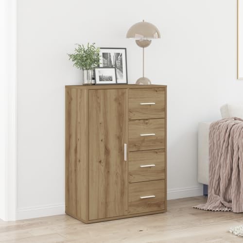 Qnhdfrt Sideboard Artisan Eiche Holzwerkstoff Braun 60x31x84 cm mit 4 Schubladen 2 Türen für Esszimmer Wohnzimmer Stauraum Möbel Rechteckig Matt Qnhdfrt Sideboard Artisan Eiche Holzwerkstoff Braun 60x31x84 cm mit 4 Schubladen 2 Türen für Esszimmer Wohnzimmer Stauraum Möbel Rechteckig Matt von Qnhdfrt