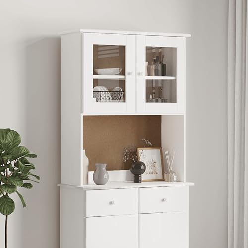 Qnhdfrt Sideboard-Aufsatz ALTA Weiß 77x30x92 cm Massivholz Kiefer mit Glastüren für zusätzlichen Stauraum auf Kommode Anrichte Vitrine Buffet in Wohnzimmer Küche Flur Qnhdfrt Sideboard-Aufsatz ALTA Weiß 77x30x92 cm Massivholz Kiefer mit Glastüren für zusätzlichen Stauraum auf Kommode Anrichte Vitrine Buffet in Wohnzimmer Küche Flur von Qnhdfrt