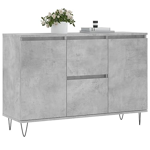 Qnhdfrt Sideboard Betongrau 104x35x70 cm Holzwerkstoff mit Eisenbeinen Stilvolles Lowboard für Wohnzimmer Küche Flur von Qnhdfrt