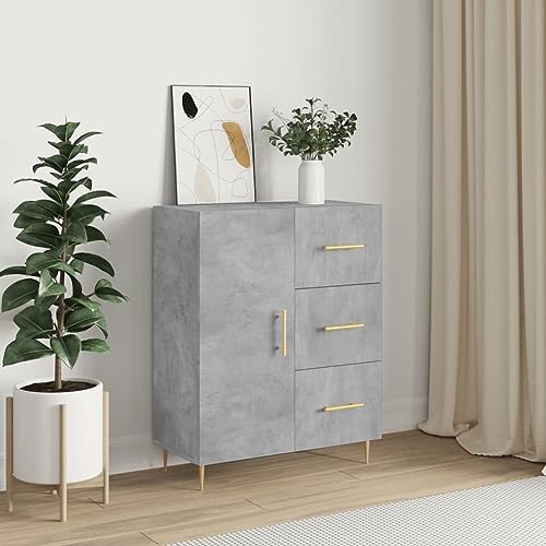 Qnhdfrt Sideboard Betongrau 69,5x34x90 cm aus Holzwerkstoff mit Metallfüßen und Schubladen - Zeitloses Design für Stauraum in Wohnzimmer Küche Flur Qnhdfrt Sideboard Betongrau 69,5x34x90 cm aus Holzwerkstoff mit Metallfüßen und Schubladen - Zeitloses Design für Stauraum in Wohnzimmer Küche Flur von Qnhdfrt