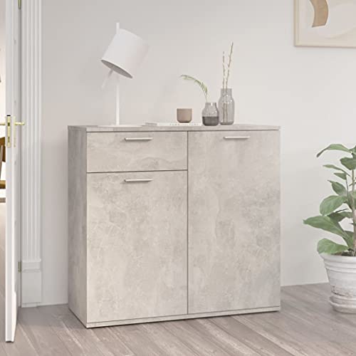 Qnhdfrt Sideboard Betongrau 80x36x75 cm mit 2 Türen und Schublade Holzwerkstoff Modernes Design für Wohnzimmer Küche Flur von Qnhdfrt