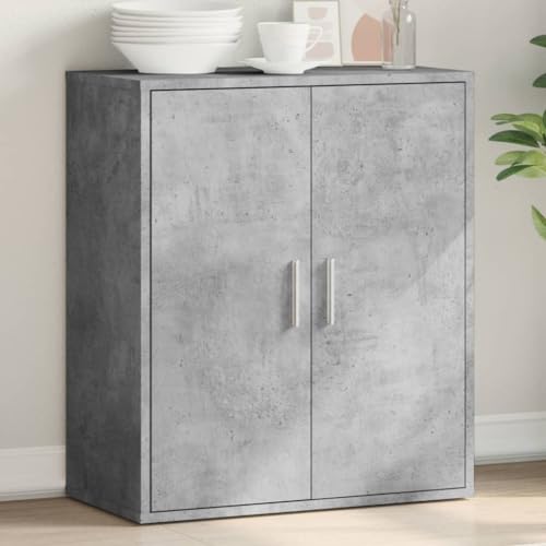Qnhdfrt Sideboard Betongrau Holzwerkstoff 79x38x80 cm Robust Modern für Wohnzimmer Esszimmer Flur mit Großzügigem Stauraum von Qnhdfrt