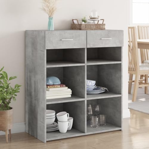 Qnhdfrt Sideboard Betongrau Holzwerkstoff 80x42,5x93 cm Schrank mit 2 Schubladen für Wohnzimmer, Flur oder Küche als praktische Aufbewahrungslösung und dekoratives Möbelstück Qnhdfrt Sideboard Betongrau Holzwerkstoff 80x42,5x93 cm Schrank mit 2 Schubladen für Wohnzimmer, Flur oder Küche als praktische Aufbewahrungslösung und dekoratives Möbelstück von Qnhdfrt