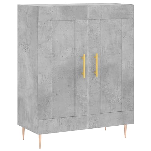 Qnhdfrt Sideboard Betongrau aus Holzwerkstoff und Metall 69,5x34x90 cm mit viel Stauraum und zeitlosem Design für Wohnzimmer Küche oder Flur von Qnhdfrt